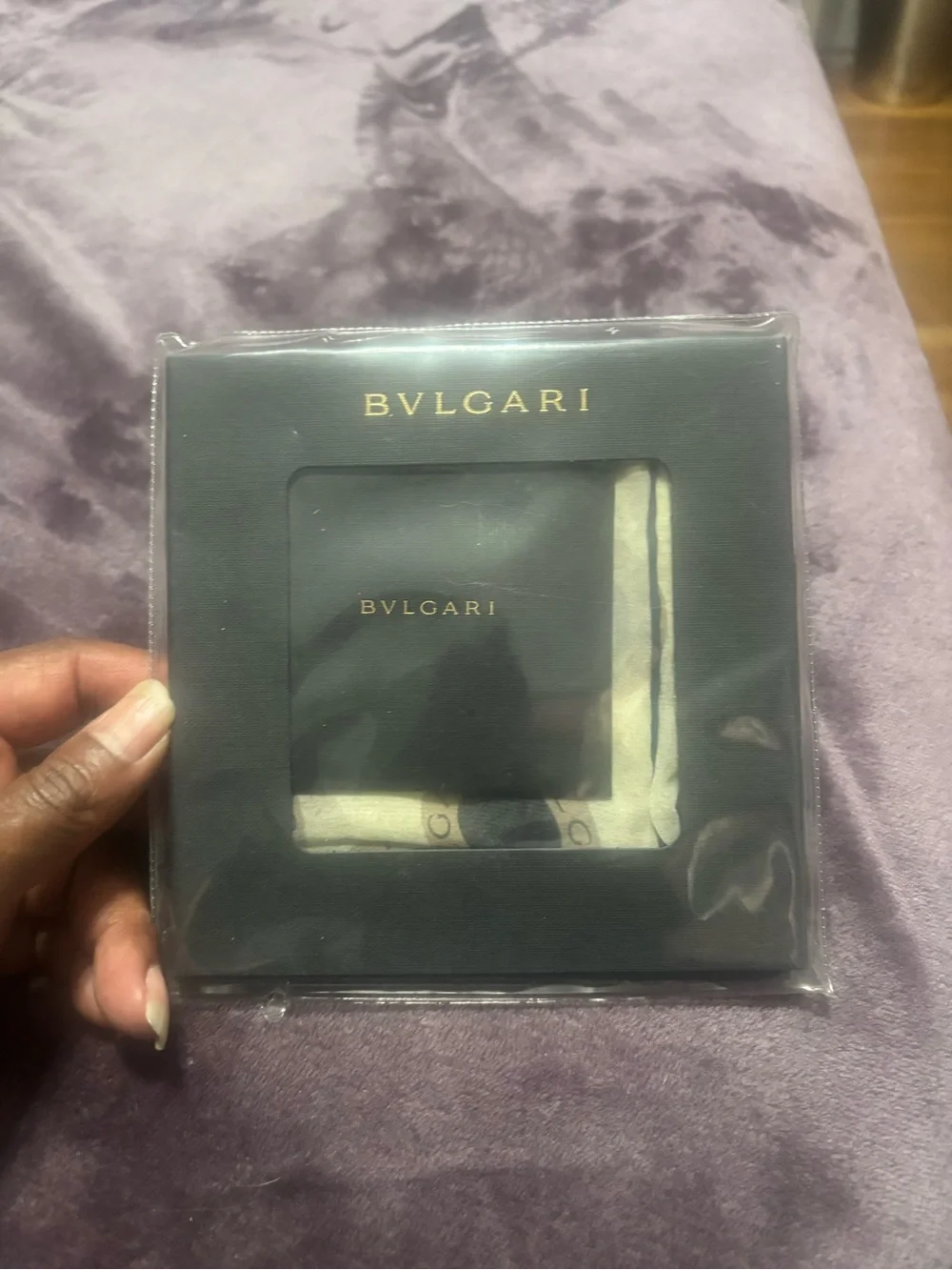 Bvlgari Cream Scarf with Beige Rings and  Navy Centers.  Cream Navy & Taupe